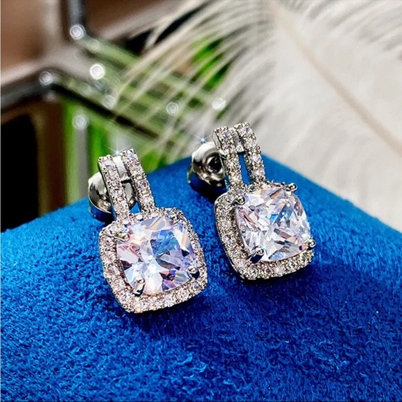 Sterling Silver Cubic Zirconia Stud Earrings - Picture 2 of 4